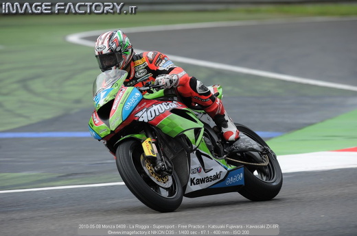 2010-05-08 Monza 0409 - La Roggia - Supersport - Free Practice - Katsuaki Fujiwara - Kawasaki ZX-6R